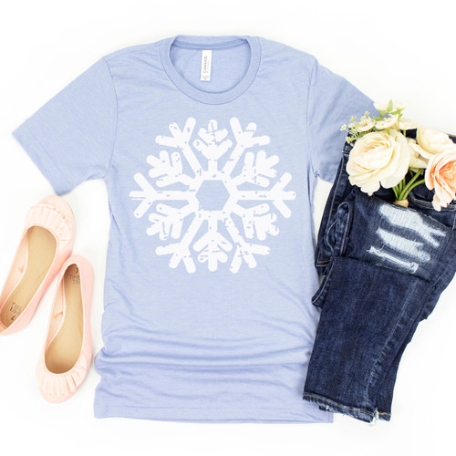 Distressed Snowflake Tee White ink