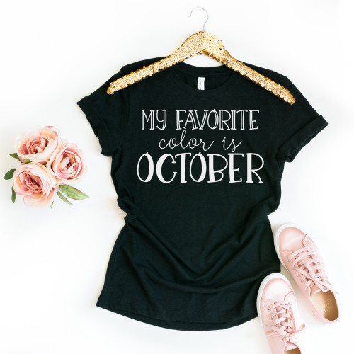 My Favorite Color Is October Tee White Ink