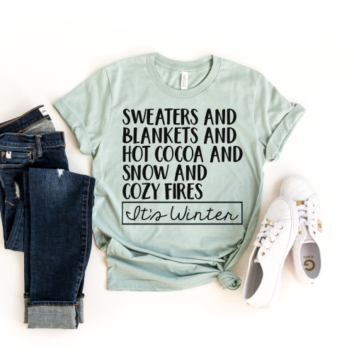 Sweaters And Blankets It's Winter Tee Black Ink