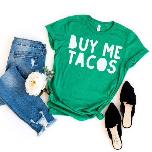 Buy Me Tacos Tee White Ink