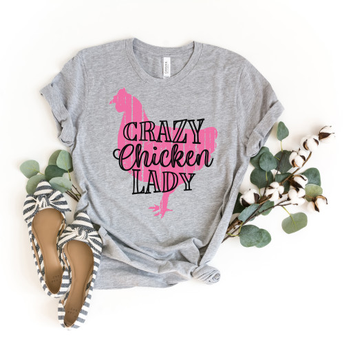 Distressed Crazy Chicken Lady Tee