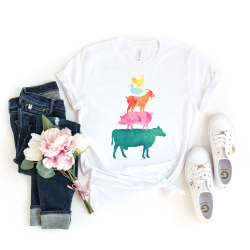 Watercolor Farm Animals Tee