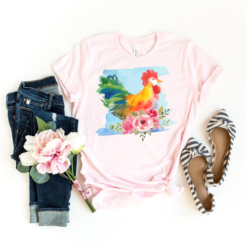 Watercolor Rooster Tee