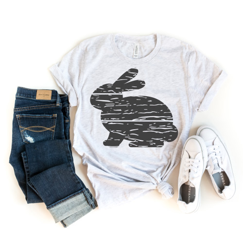 Distressed Easter Bunny Tee Black Ink