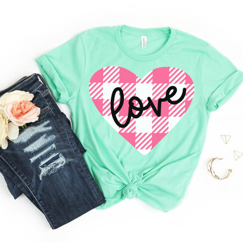Love Plaid Heart Tee Love Plaid Heart Tee