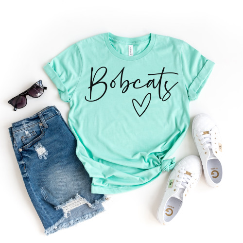 Cursive Bobcats Tee Black Ink