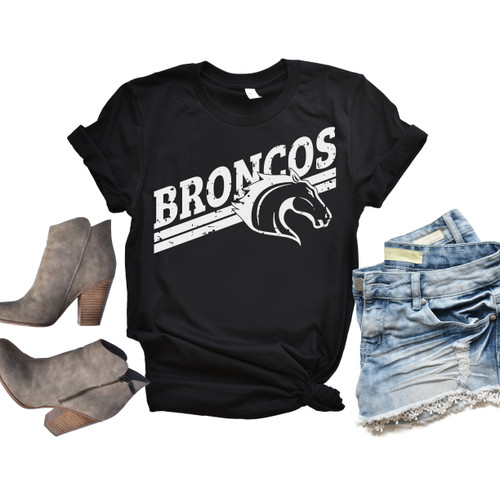 Distressed Bronchos Tee White Ink