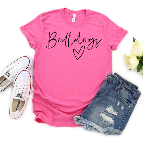 Cursive Bulldogs Tee Black Ink