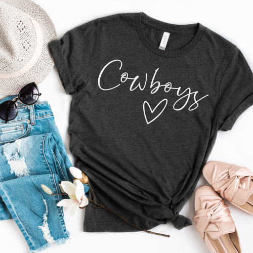 Cursive Cowboys Tee White Ink