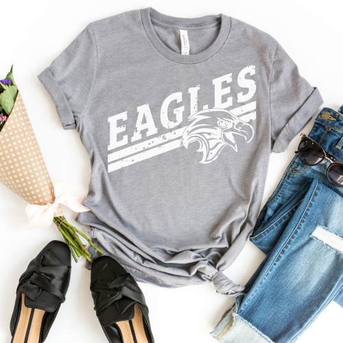 Distressed Eagles Tee White Ink