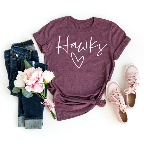 Cursive Hawks  Tee White Ink