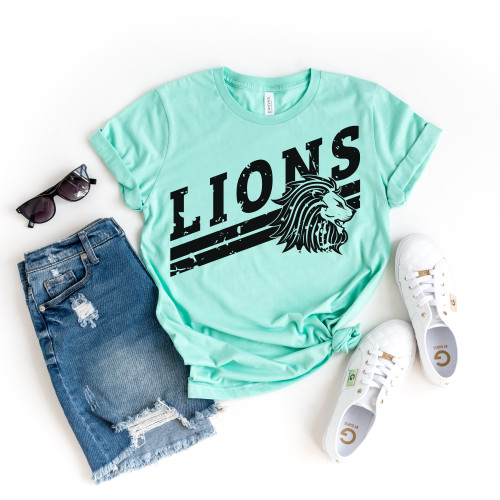 Distressed Lions Tee Black Ink