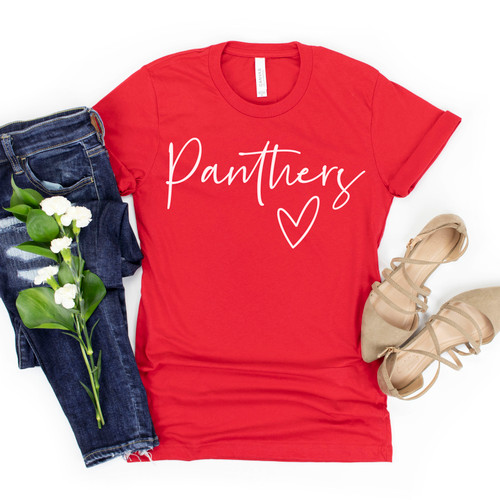 Cursive Panthers Tee White Ink