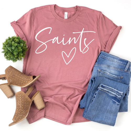 Cursive Saints Tee White Ink