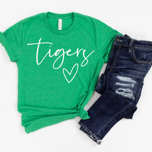 Cursive TIgers Tee White Ink