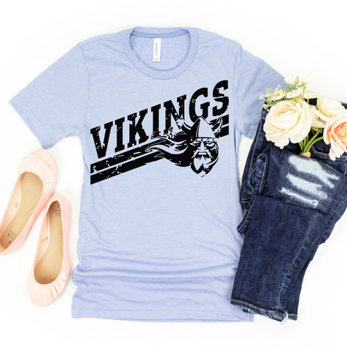Distressed VIkings Tee Black Ink