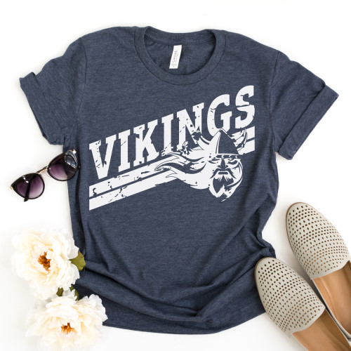 Distressed VIkings Tee White Ink