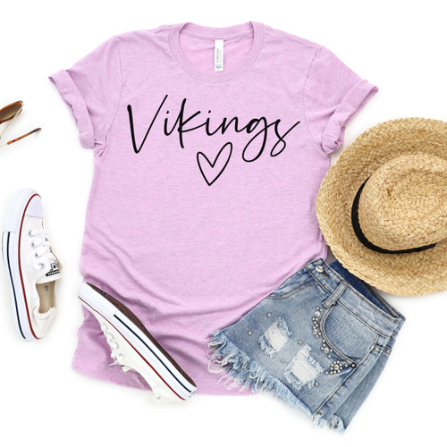 Cursive Vikings Tee Black Ink