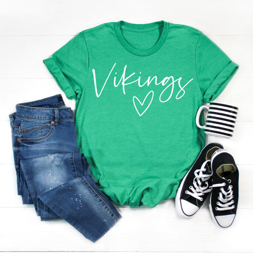 Cursive Vikings Tee White Ink