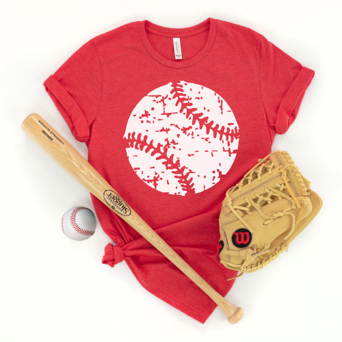 Distressed Baseball Tee White Ink