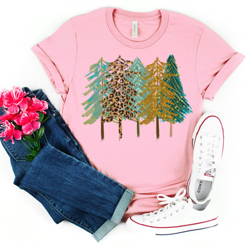 Gold And Leopard Christmas Trees Tee