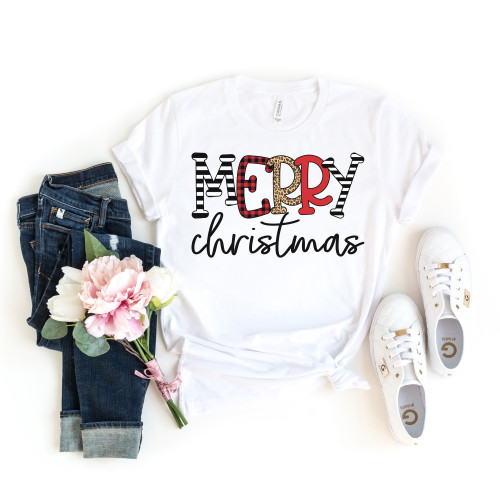 Patterned Merry Christmas Tee