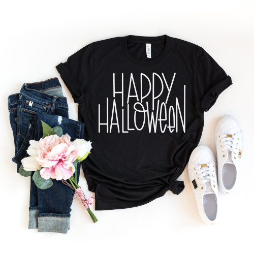 Happy Halloween Tee White Ink