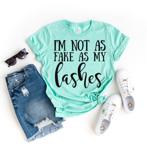 I'm Not As Fake As My Lashes Tee Black Ink