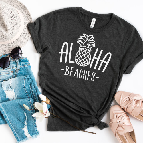 Aloha Beaches Tee White Ink