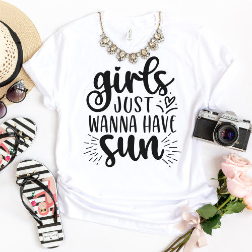 Girls Just Wanna Have Sun Tee Black Ink