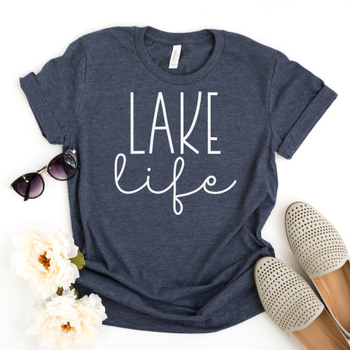 Lake Life Tee White Ink