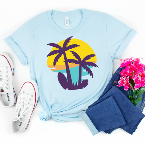 Surf Board And Palm Trees Tee