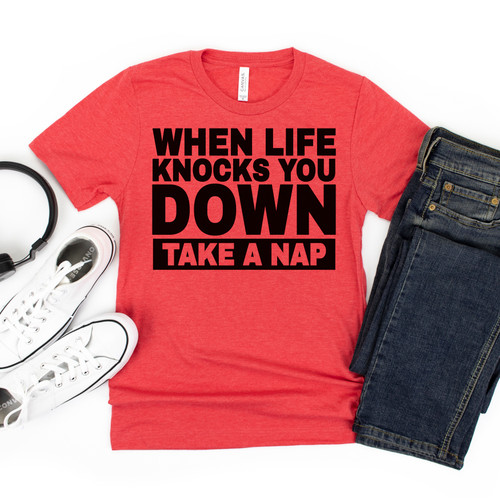 When Life Knocks You Down Take A Nap Tee Black Ink