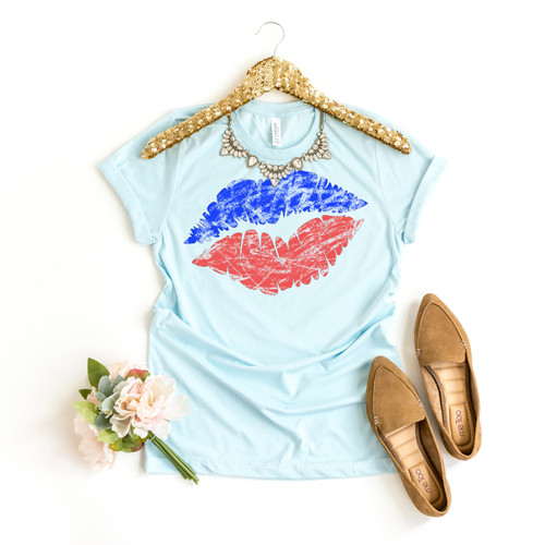 Red And Blue Lips Tee