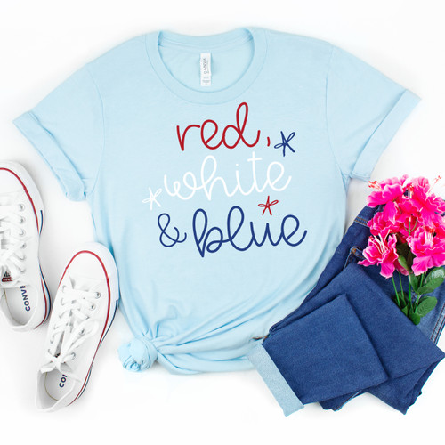 Red White and Blue Fireworks Tee