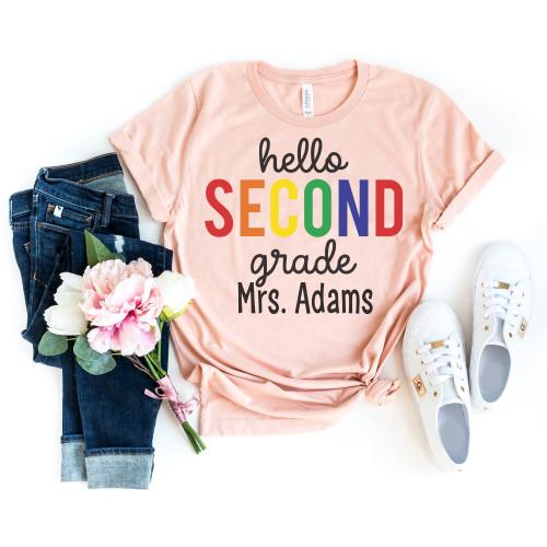 Custom Hello 2nd Grade Teacher Tee 