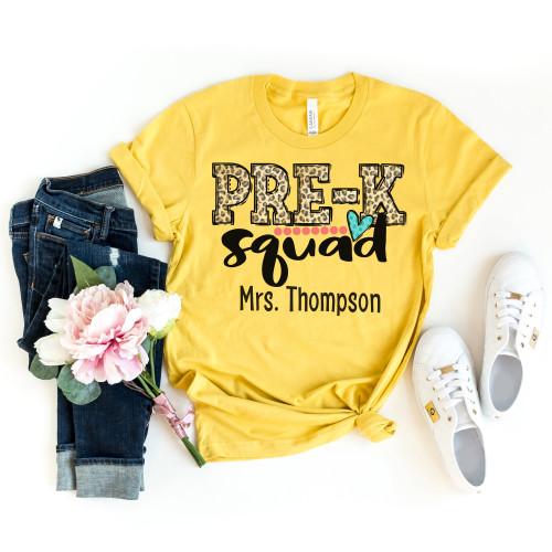 Custom Leopard Pre-K Squad Teacher Tee