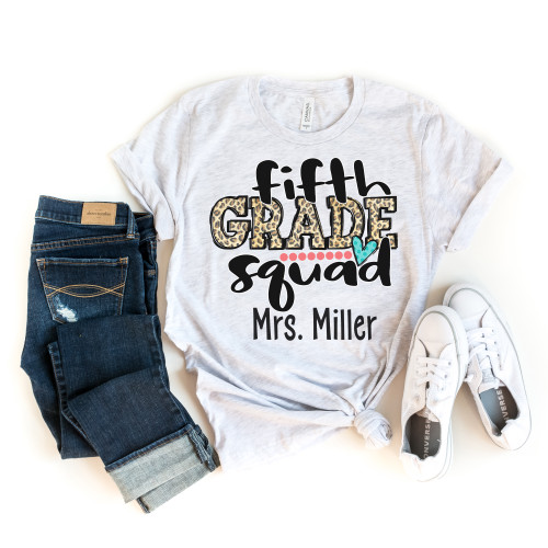 Custom Leopard 5th Grade Squad Teacher Tee Custom Leopard 5th Grade Squad Teacher Tee