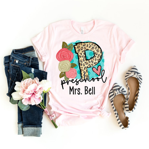 Custom Floral Preschool Teacher Tee 