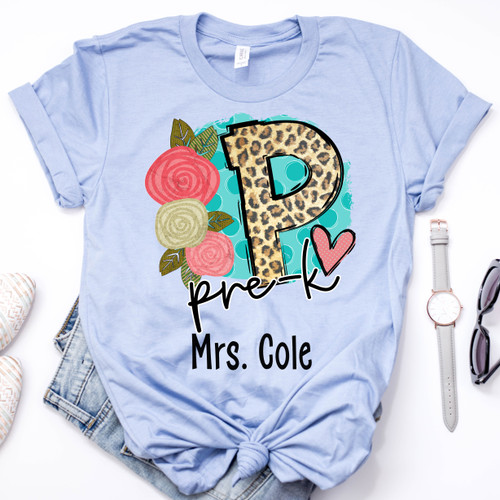Custom Floral Pre-K Teacher Tee