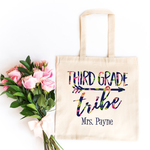 Floral 3rd Grade Tribe Teacher Tote Bag