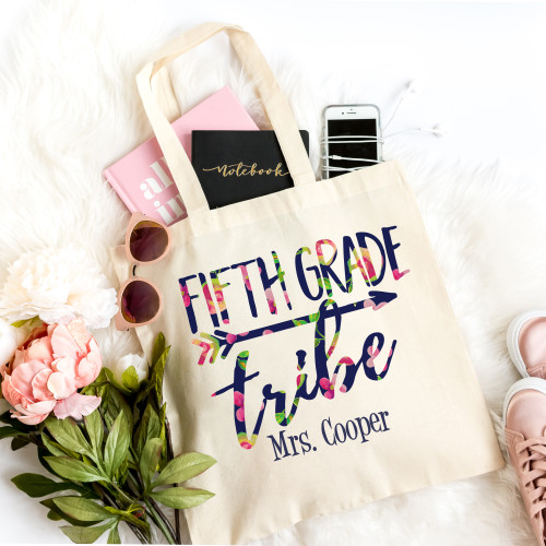 Floral 5th Grade Tribe Teacher Tote Bag