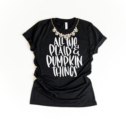 All The Plaid And Pumpkin Things Tee White Ink