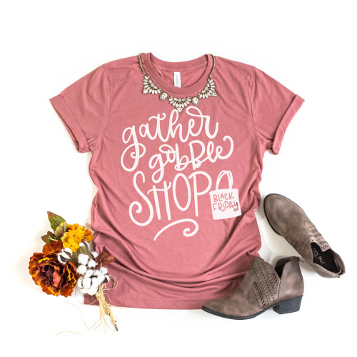 Gather Gobble Shop Tee White Ink