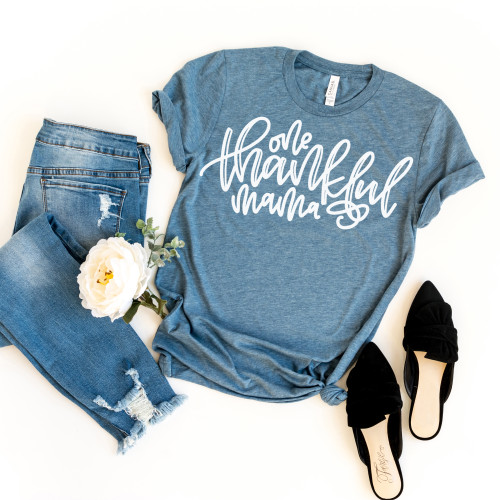 One Thankful Mama Tee White Ink One Thankful Mama Tee White Ink