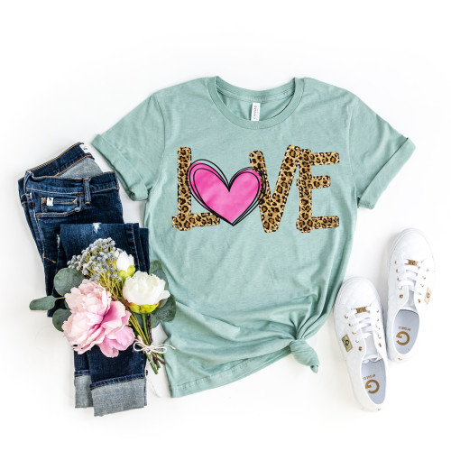 Leopard and Pink Love Tee Leopard and Pink Love Tee