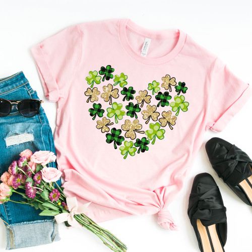 Green and Gold Shamrock Heart Tee