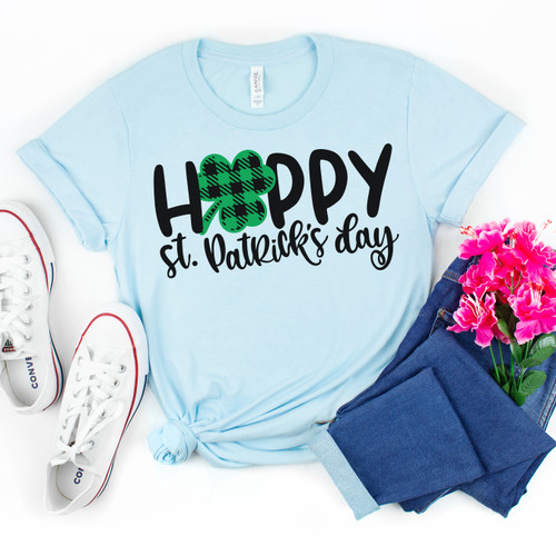 Happy St Patrick's Day Plaid Clover Tee