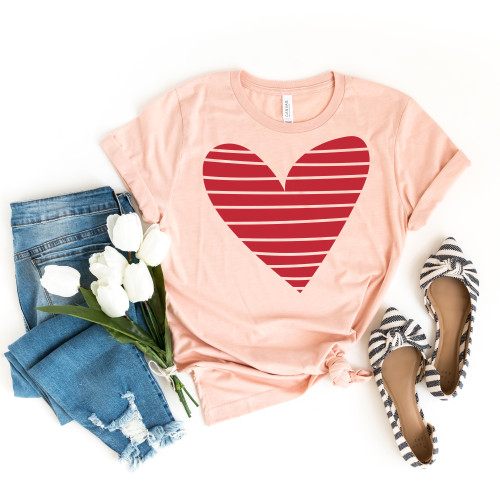 Red Striped Heart Tee