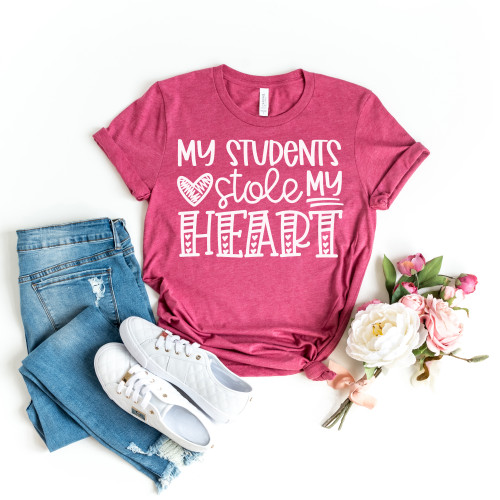 My Students Stole My Heart Tee White Ink
